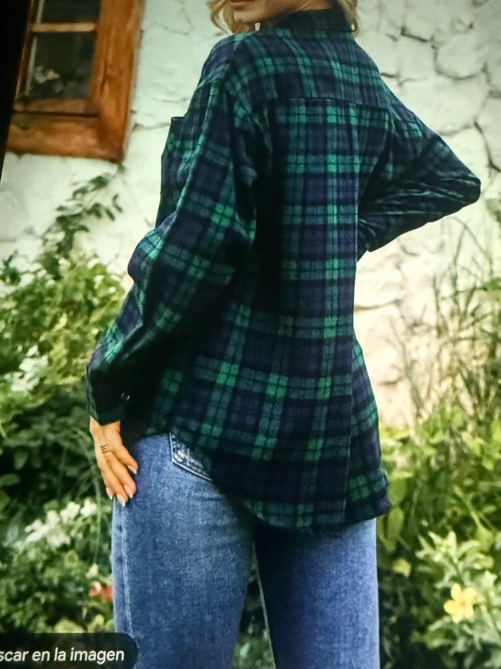 Aeropostale Navy and Green Plaid Button-Down Shirt